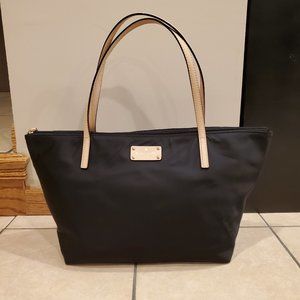 Kate Spade Black Nylon Tote Bag with Zipper